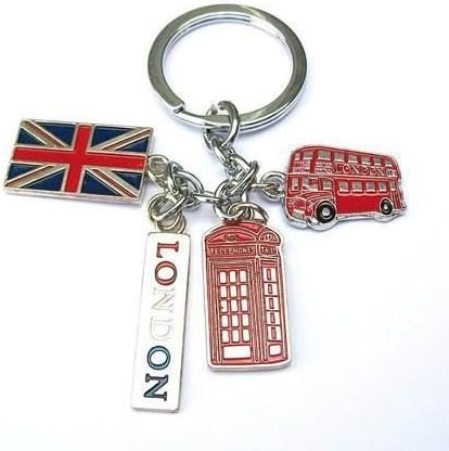 Union Jack Flag London Bus Phone Booth England Handbag Charm Souvenier Keyring - KeyChain - I Love London Keychain - London Souvenir Keychain by London Souvernirs