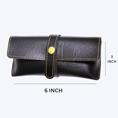 Image of Personalized Leather Goggle Cover | Custom Name | Unisex Faux Leather Eyewear Case with Button Closure | Travel-Friendly & Durable Sunglasses Holder for Men & Women