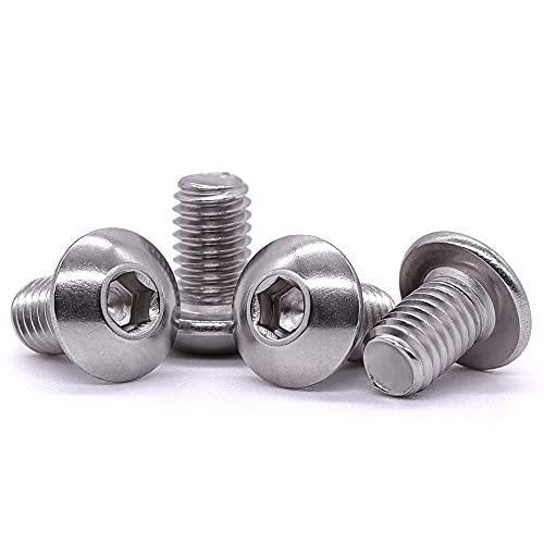 Image of 1 /4-20 x 3 /8 inch Button Head Socket Cap Bolts Screws, 304 Stainless Steel 18-8, Allen Hex Drive, Bright Finish, Fully Machine Thread, Pack of 50