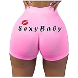 Lazzboy Store Damen-Unterhosen Frauen Sexy Letter Print Boxershorts Sport Sexy Baby Bequeme Shorts Pyjamas Soft Damen Hipster Unterhosen S-3XL (Rosa,3XL)