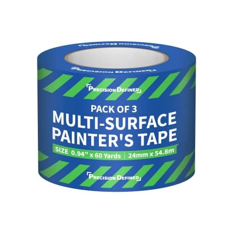 PD Multi-Surface Painter's Tape, 24mm x 54.8m, 3 Rolls, Premium Original Trim Sharp Edges Paint Bulk (0.94" x 60 Yards) Cover