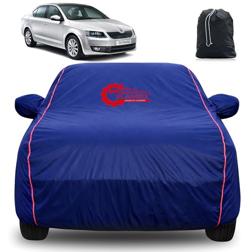 Image of 100% Waterproof Car Cover for Skoda Octavia 2013-2020 Model | All-Weather, Dustproof & UV Protection | Heavy-Duty 3-Layer Fabric | Custom Fit with Mirror & Antenna Pocket | Navy Blue