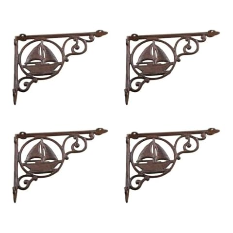 Midwest Craft House 4 Cast Iron Brackets for Nautical Sail Boat Rustic Home Decor and Bookshelf, Corbels, Braces, Etc.! Cover