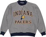 Blue 84 Indiana Pacers NBA Officially Licensed Mock Crewneck Sweatshirt Applique Embroidery, Large Graphite