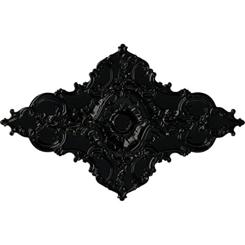 Ekena Millwork CM70X43MLBPS Melchor Diamond Ceiling Medallion, 67 1/4"W x 43 3/8"H x 4"ID x 2"P, Hand-Painted Black Pearl