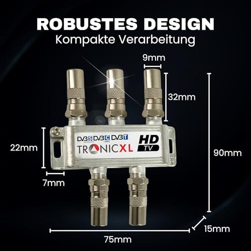 Sat-Verteiler Tronicxl 4-fach für TV Kabel und Satellitenanschlüsse
