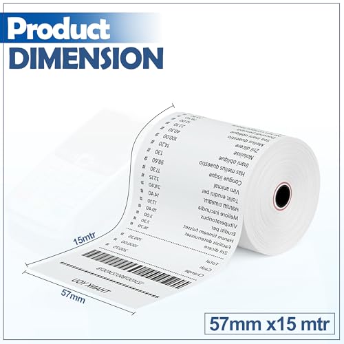 Image of MOREBLUE Credit Card, Food Bills Direct Thermal Receipt Paper Roll, Pack of 50 57mm(2 inch) x 15 Meter, Ink Free Print for POS, Credit Card Machines, & Petrol Pumps