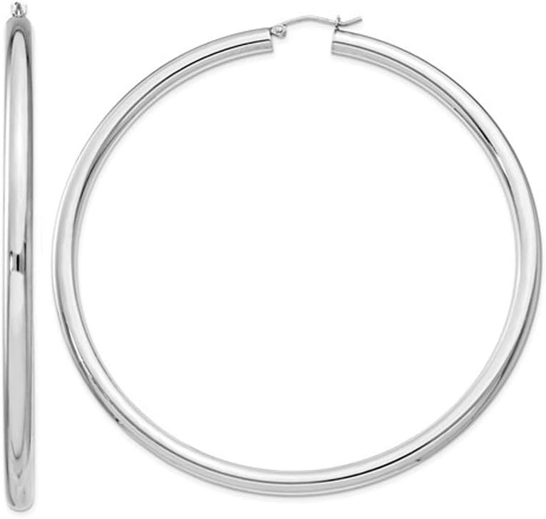Sterling Silver Jumbo Hoop Earrings 3 Inch (4.0mm thick)