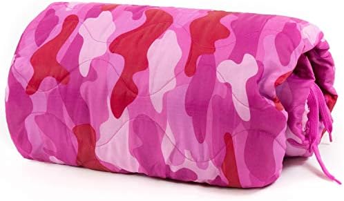 Farm Blue Pink Camo Military Camping Blanket - Woobie Blanket Poncho Liner - for Hiking Gear, Backpacking and Car Survival Blankets - Unique New Pretty N Pink Custom Pattern Avail at