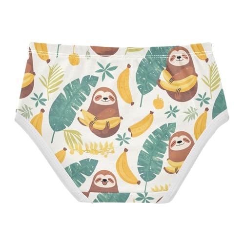 Wusikd Cute Sloth Bananas Girls' Underwear Cotton Tropical Leaves Girls Briefs Soft Toddler Underwear 2T2