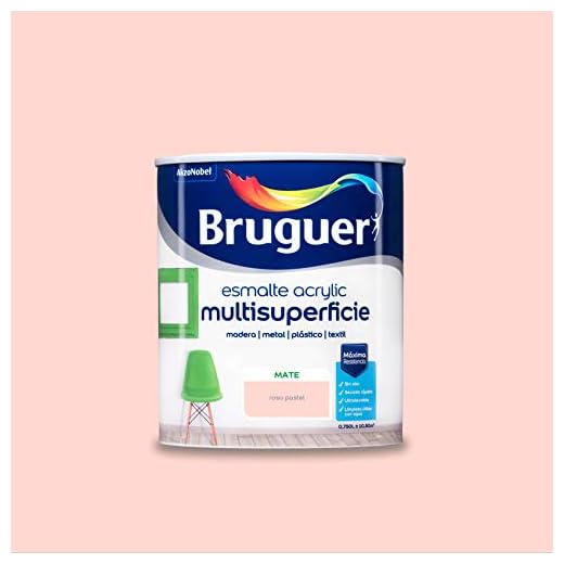 Bruguer Acrylic Multisuperficie Esmalte al agua Mate Rosa Pastel 750 ml