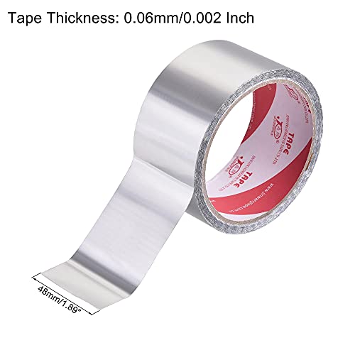 Image of uxcell Aluminum Foil Tape, 48mmx32m Self-Adhesive Waterproof High Temperature Sealing Tapes for HVAC Air Duct Pipe Insulation