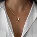 Poxtex Gold Sun Star Pendant Necklace for Women, Dainty Small Diamond Choker 14K Plated Simple Cute Necklaces Non Tarnish Waterproof Jewelry Gifts