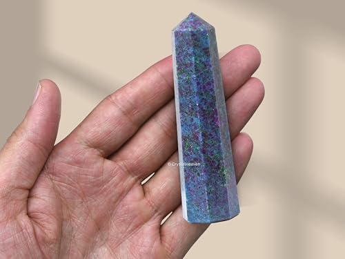 Image of Crystal Heaven Ruby Kyanite Crystal Tower Obelisk Point For Chakra, Healing And Balancing - Aaa Grade Original Certified Gemstone Agate For Reiki Meditation Yoga Spiritual (3-4 Inches)