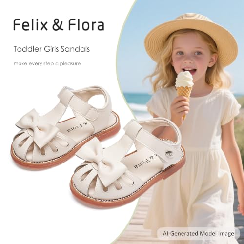 Image of Felix & Flora Toddler Girls Sandals Soft Rubber Princess Flat Shoes Flower Girl Shoes