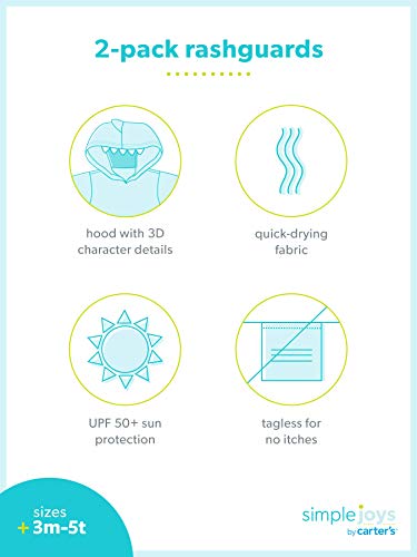 Simple Joys by Carter's Girls' Baby and Toddler 2-Pack Rashguards3