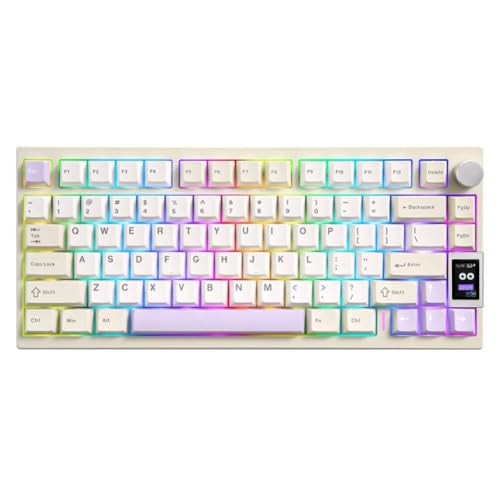 ���C�����X���J�j�J���L�[�{�[�h AL80 �V���o�[�t���A���~ CNC QMK VIA �Q�[�~���O LCD �f�B�X�v���C�z�b�g�X���b�v�R���s���[�^�ƌ݊���(Beige)