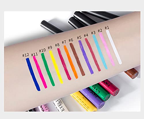 BestLand 12 Colors Matte Liquid Eyeliner Set Rainbow Colorful Neon Eyeliner Pencil Pigmented Waterproof Smudgeproof Long Lasting Gel Eye Liner Christmas Makeup Gift Kit for Women (Set A)