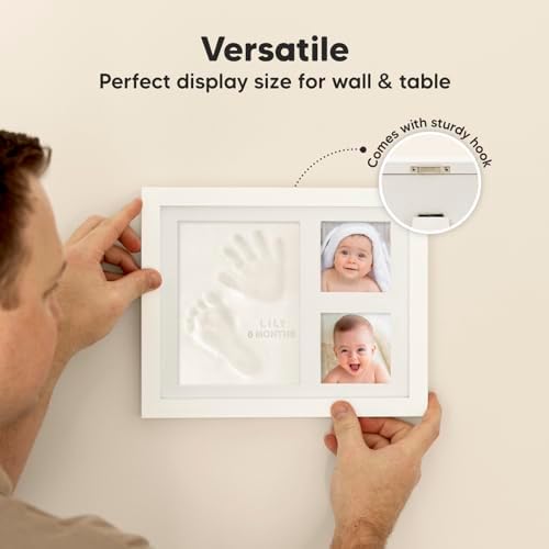 Baby Hand and Footprint Kit - Quick Dry Clay Baby Footprint Kit, Newborn Keepsake, Nursery Picture Frame for Boys, Girls, Personalized Gifts for Shower & Registry, New Mom Gift (Alpine White) - 5