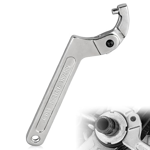 BJHYIZ Verstellbare Hakenschlüssel 210mm 32-76mm Schraubenschlüssel C Hakenschlüssel mit Zapfen Hochkohlenstoffstahl Nutmutternschlüssel für Stoßdämpfer Wasserzähler Motorrad(Vierkantkopf)