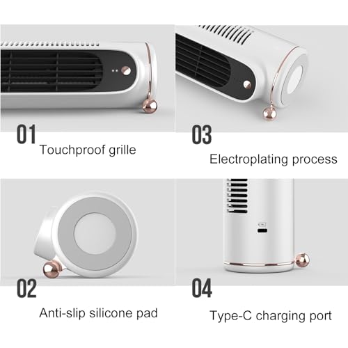 Ventilateur tour sans pale rechargeable de bureau à 3 vitesses - 4