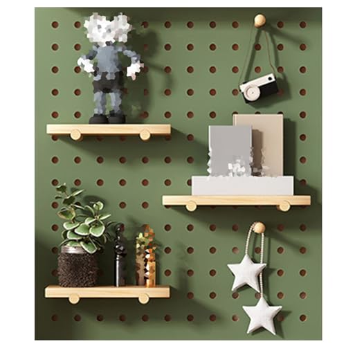 Kit Organizador de madera de tablero de cerdos, Estante de almacenamiento montado en pared de 16mm de espesor con ganchos, tablero de exhibición de madera sólida duradera para garaje, oficina, solució