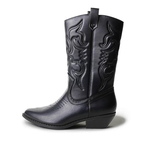 J. Adams Lasso Cowgirl Boots for Women - Mid Calf Low Heel Western Boot
