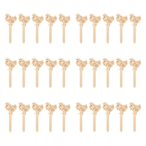 FewNvWa 30 Unidades de Marcadores para Plantas, Etiquetas de Madera, Elementos Decorativos para Jardín, 11.5 X 4.7 Cm