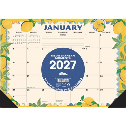 Willow Creek Press, Mediterranean Moments Small 2027 Monthly Desk Pad