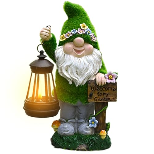 Wusideday Gnomos de jardín para Exteriores, Bonitos gnomos solares para Patio con Linterna, Luces de Figura Exterior, Luces de de Paisaje para Bodas, cumpleaños, Aniversarios