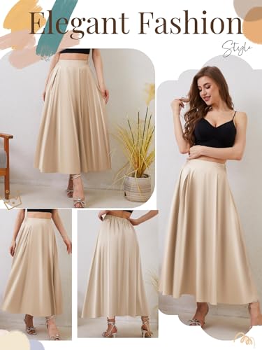 Jupe midi en satin taille haute pour femme - Finition premium fluide