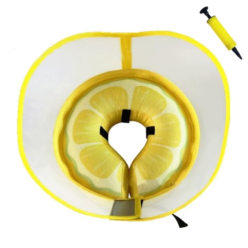 Image of Inflatable Dog Cone Collar for Large Medium Small Dogs to Stop Licking, Soft Dog Cone Alternative Donut Collar After Surgery (Yellow, M)