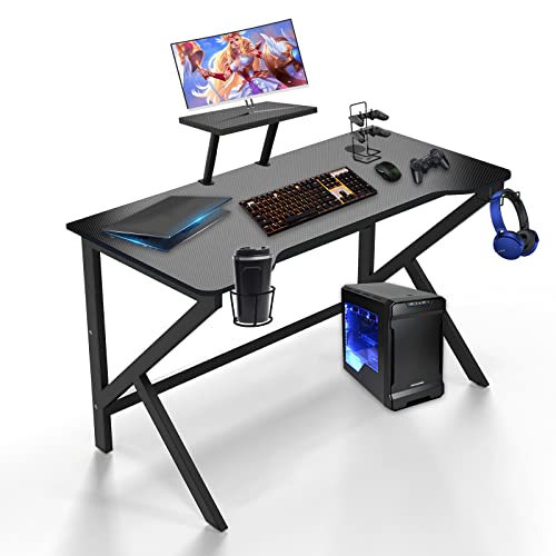 Mesa Para Juegos, Mesa De Ordenador Con Mando De Almacenamiento Gancho Para Auriculares En Forma De K Con Soporte De Monitor Ajustable, Escritorio De Pc Para Casa, Oficina, 100 X 55 X 90,5 Cm Mesa Para Juegos, Mesa De Ordenador Con Mando De Almacenamiento Gancho Para Auriculares En Forma De K Con Soporte De Monitor Ajustable, Escritorio De Pc Para Casa, Oficina, 100 X 55 X 90,5 Cm
