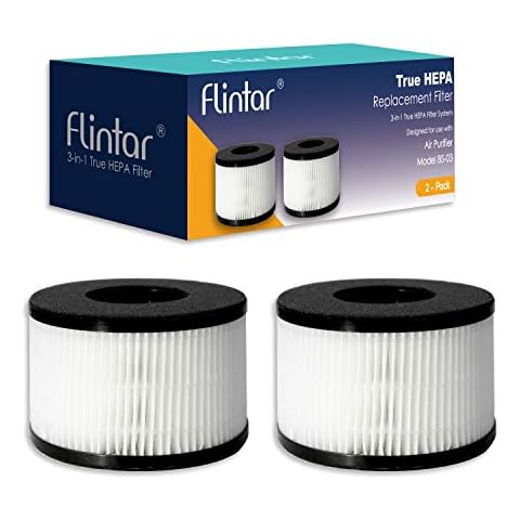 Flintar BS-03 H13 True HEPA Replacement Filter, Compatible with PARTU and SLEVOO BS-03 HEPA Air Purifier, 2-Pack Cover