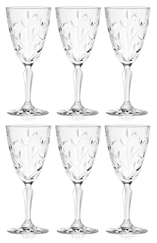 Barski Wine Glass - Goblet - Red Wine - White Wine - Water Glass - Stemmed Glasses - Set Of 6 Goblets - Crystal Like Glass - 9.5 Oz. Beautifully - Cut Crystal - Designed Made In Europe #TOP6