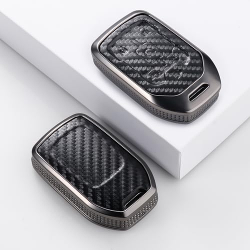 YO&YOYE Carbon Fiber Texture Key Fob Cover Compatible with GMC Chevy Chevrolet Suburban Tahoe Terrain Yukon Yukon XL Smart 6 Buttons, Zinc Alloy Key Case keychain Shell by YO&YOYE - Used condition - Image 5