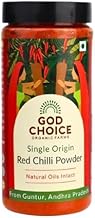 GOD CHOICE ORGANIC FARMS Red Chilli Powder 200G|Single Origin| Guntur Sannam Lal Mirch|Stoneground|100% Pure With Natural Oils Intact|No Artificial Colours or Additives|Organic Spicy Masala