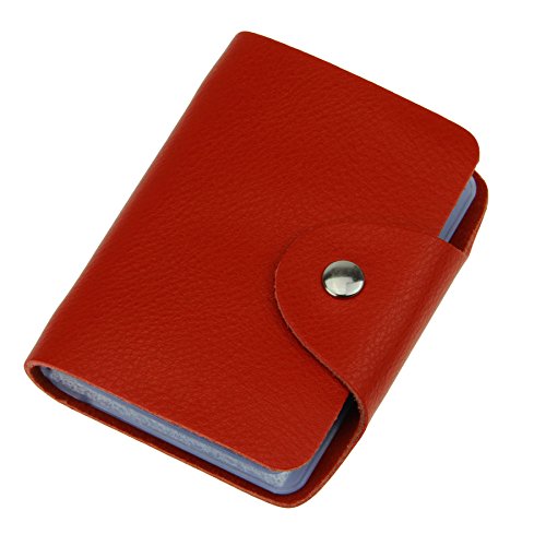 Preisvergleich Produktbild Liying Kreditkartenetui Kartenmappe Kartenetui Geldbeutel Karten Tasche Karten Mappe Kartenhalter Mit 26 Kartenfächer Leder Rot
