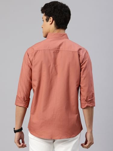 Image of Majestic Man Men's Solid Pure Cotton Casual Shirt - Slim Fit | Full Sleeves | Soft & Breathable Fabric