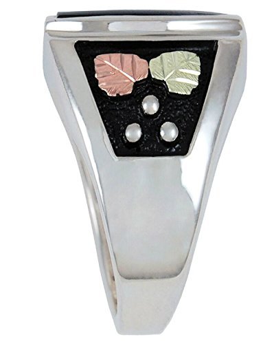 Men's Onyx Eagle Ring, Sterling Silver, 10k Yellow Gold, 12k Green and Rose Gold Black Hills Gold Motif3