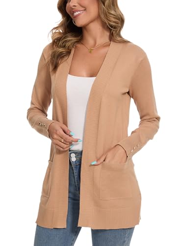 Image of Spicy Sandia Womens Open Front Cardigan Sweaters with Pockets | Long, Dressy Casual, For Office Work Business, 2026 Fall Trendy