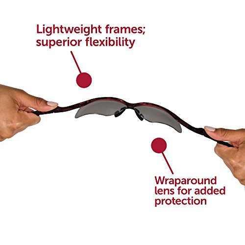 Kleenguard V30 Nemesis Safety Glasses (22611), Smoke Anti-Fog Lens, Red Frame, 12 Pairs / Case #TOP4