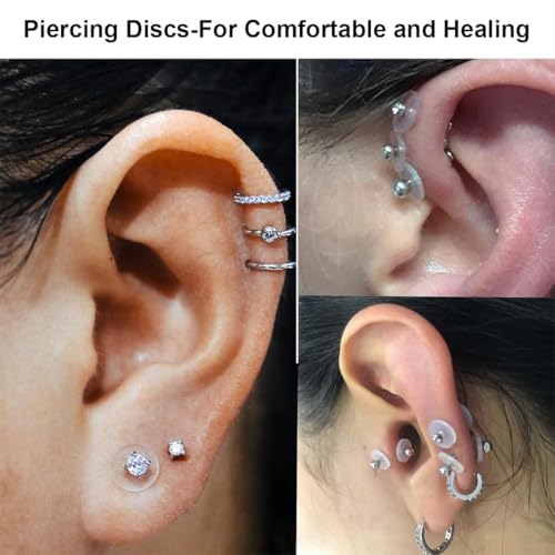 COYUN 40 Stück Anti Wildfleisch Piercing Disc 3/5/7/9mm Silikon Ohrring Rückseiten Clear Disc Pads to Stabilize Earrings Keloid Disc Discs