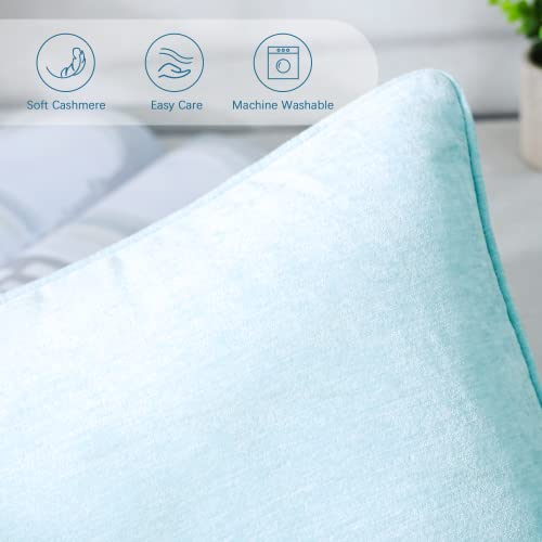 Hpuk Pack Of 2 Throw Pillow Covers Cashmere Decorative Square Pillowcases, Solid Cushion Covers For Sofa Couch Bedroom Office, 18 X 18 Inch, Sky Blue #TOP2