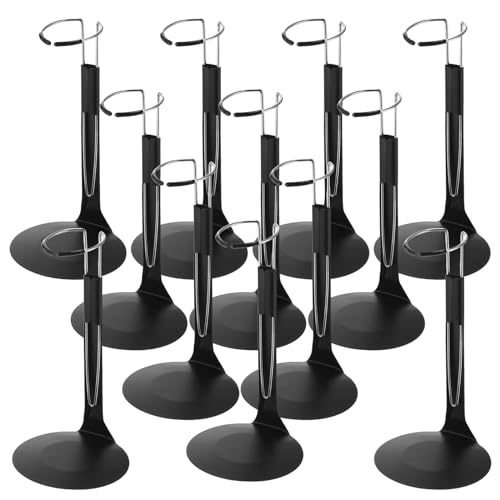 Image of Yaocom 12 Pcs Action Figure Stand Action Figure Display Holder with Expandable Waist Wire for 8 inch to 12 inch Model Bear Display Rack(Black, Silver)