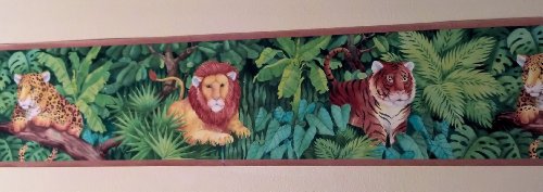 Jungle Cats Animals Wallpaper Border - Lions, Tigers, Cheetahs - Tan Edge… #TOP6