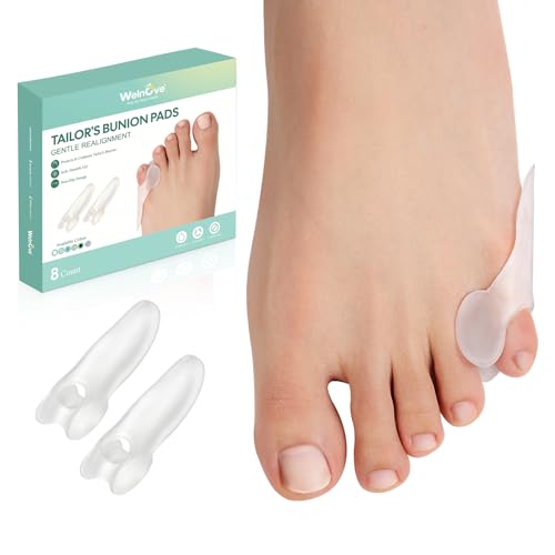 Welnove Tailor's Bunion Corrector Pads - 8 Pack Pinky Toe Protector, Bunion Cushion with Separator for Women Men, Gel Bunion Shield for Foot Pain Relief(Shield Spacers)