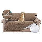 H.VERSAILTEX 100% Waterproof Furniture Protector Cover Pet Friendly Premium Couch Covers with Non Skid Backing, Quilted and Soft, Protect from Pets, Spills, Wear (Chair and a Half: Taupe) - 75