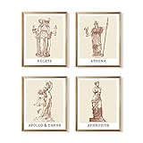 Greek Mythology Decor - Greek Olympus Poster Print - Greece Themed Party Decorations - Midevil Mythical Picture Wall Decor - Twelve Olympian God Godess Wisdom Wall Art, Hecate Athena Apollo Aphrodite