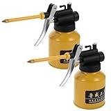 Veemoon Tools 2 Pcs Oil Pot Thumb Pump Oil Can Pump Oil Can Pump Oil Can Tool High Pressure Oil Applicator Metal Oiler Can Oil Tool Hand Pump Abs Plastic High Pressure Machine